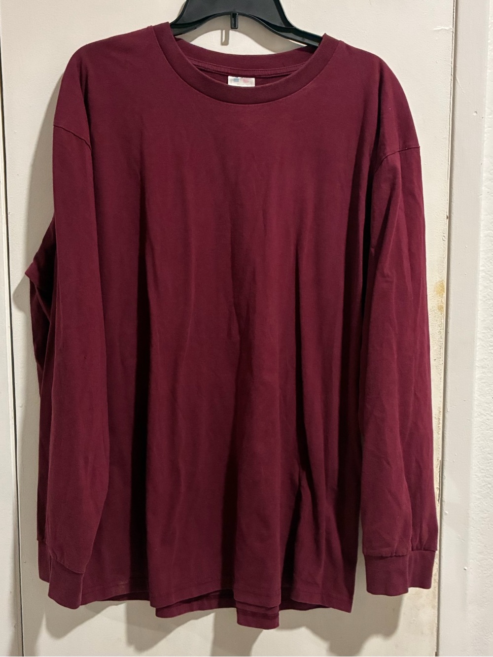 Gildan Burgundy Long Sleeve Crew Neck Tee